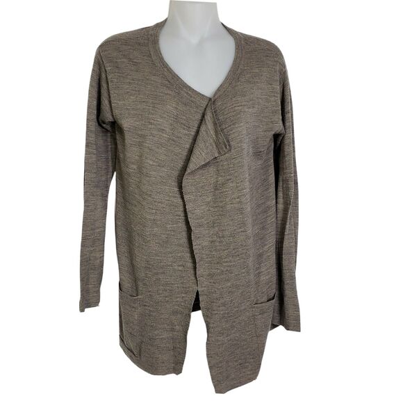 Gap Womens Cardigan Sweater Small Heathered Tan Open Front Pockets Wool Blend - Picture 1 of 11